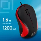 Мышь Оклик 115S черный/красный оптическая 1200dpi USB для ноутбука 3but (711637)