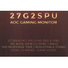 Монитор AOC 27" Gaming 27G2SPU черный IPS LED 1ms 16:9 HDMI M/M матовая HAS Piv 250cd 178гр/178гр 1920x1080 165Hz FreeSync Premium VGA DP FHD USB 5.07кг