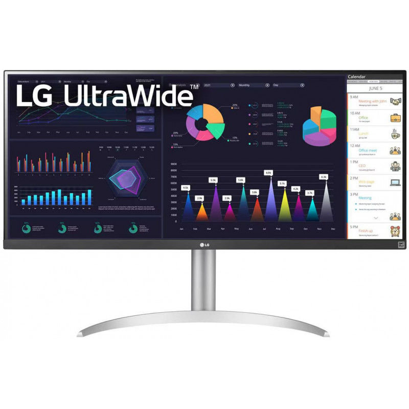 Монитор LG 34" UltraWide 34WQ650-W черный IPS LED 1ms 21:9 HDMI M/M матовая HAS 400cd 178гр/178гр 2560x1080 100Hz FreeSync DP 2K USB 7.9кг
