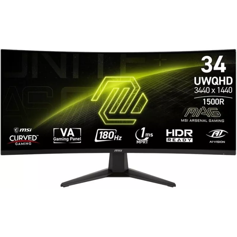 Монитор MSI 34" Mag 346CQ черный VA LED 21:9 HDMI матовая 300cd 178гр/178гр 3440x1440 180Hz DP UW 6.3кг