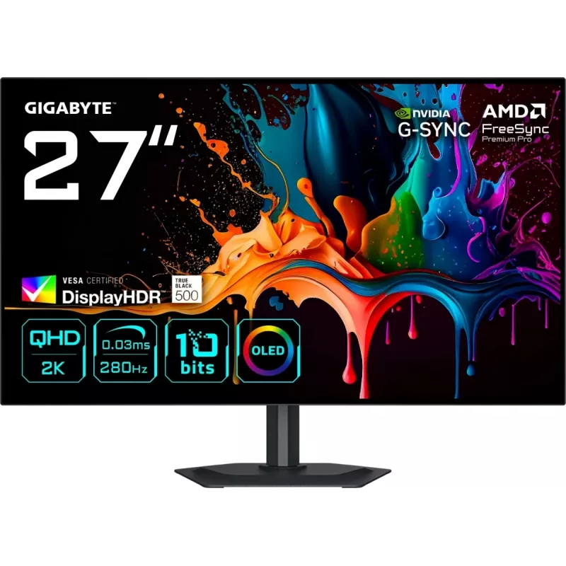 Монитор Gigabyte 27" MO27Q28G черный WOLED LED 16:9 HDMI M/M матовая HAS Piv 1500000:1 335cd 178гр/178гр 2560x1440 280Hz DP QHD USB 6кг