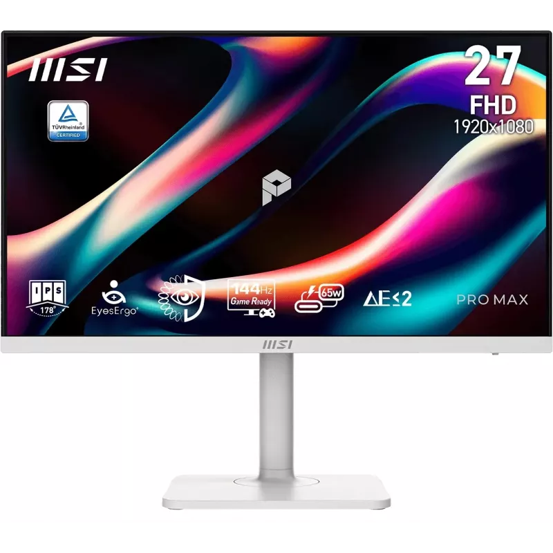 Монитор MSI 27" Pro MAX 271PHW E14 белый IPS LED 1ms 16:9 HDMI M/M матовая HAS Piv 1500:1 300cd 178гр/178гр 1920x1080 144Hz DP FHD USB 5.85кг