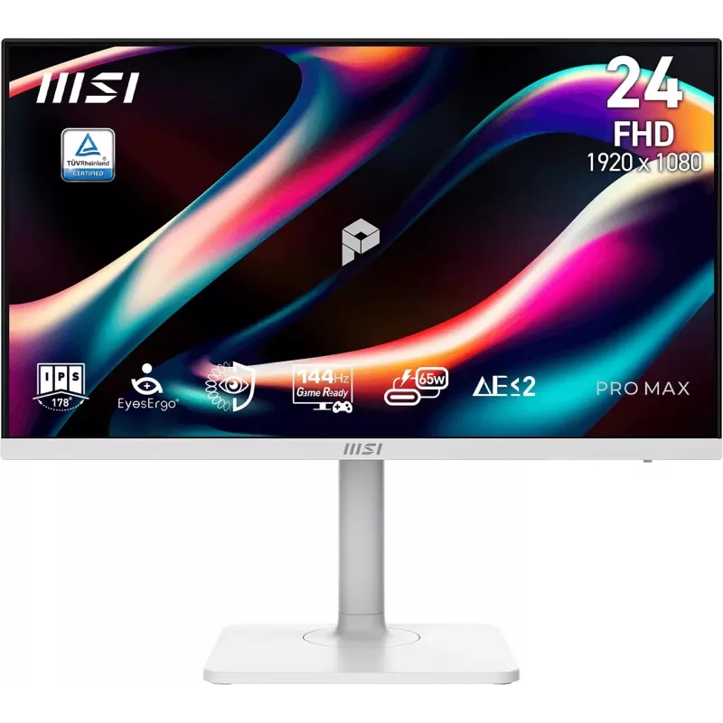 Монитор MSI 23.8" Pro Max MAX 241PHW E14 белый IPS LED 16:9 HDMI M/M матовая HAS Piv 1500:1 300cd 178гр/178гр 1920x1080 144Hz DP FHD USB 5.35кг