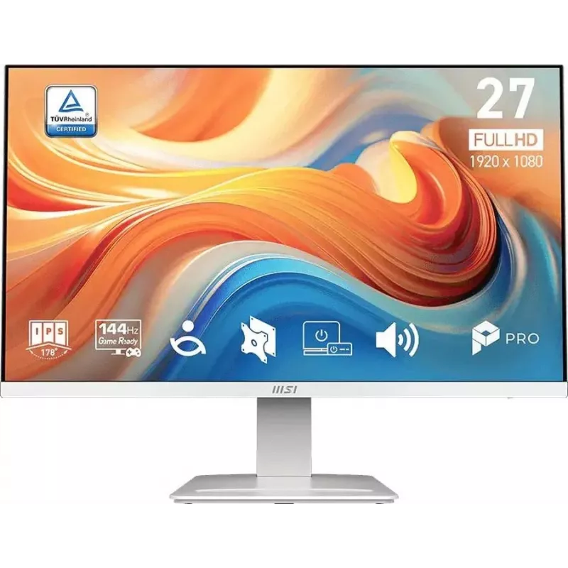 Монитор MSI 27" Pro MP273W E14A белый IPS LED 16:9 HDMI M/M матовая 250cd 178гр/178гр 1920x1080 144Hz VGA DP FHD 4.1кг