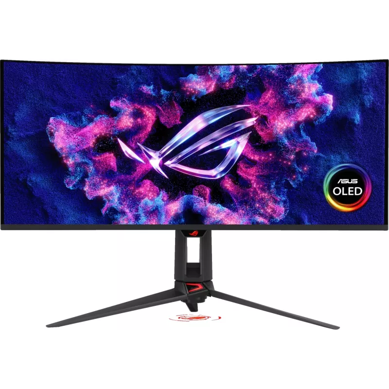 Монитор Asus 34" ROG Swift PG34WCDN черный QD OLED LED 21:9 HDMI матовая HAS Piv 1300cd 178гр/178гр 3440x1440 360Hz FreeSync Premium Pro DP Quad 2K (1440p) USB 8.3кг