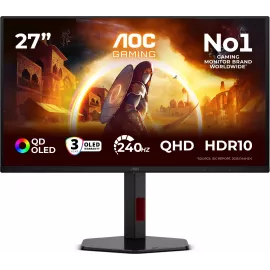 Монитор AOC 27" Q27G4ZDR черный QD OLED LED 16:9 HDMI матовая HAS Piv 400cd 178гр/178гр 2560x1440 240Hz DP 2K USB 5.52кг