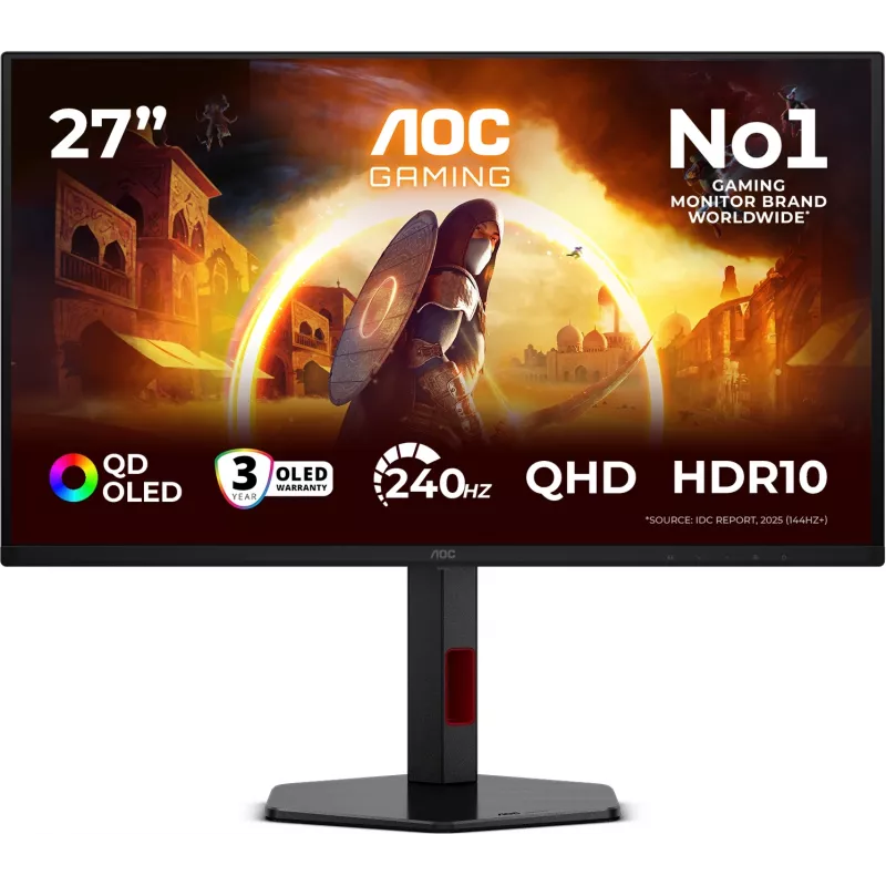 Монитор AOC 27" Q27G4ZDR черный QD OLED LED 16:9 HDMI матовая HAS Piv 400cd 178гр/178гр 2560x1440 240Hz DP 2K USB 5.52кг