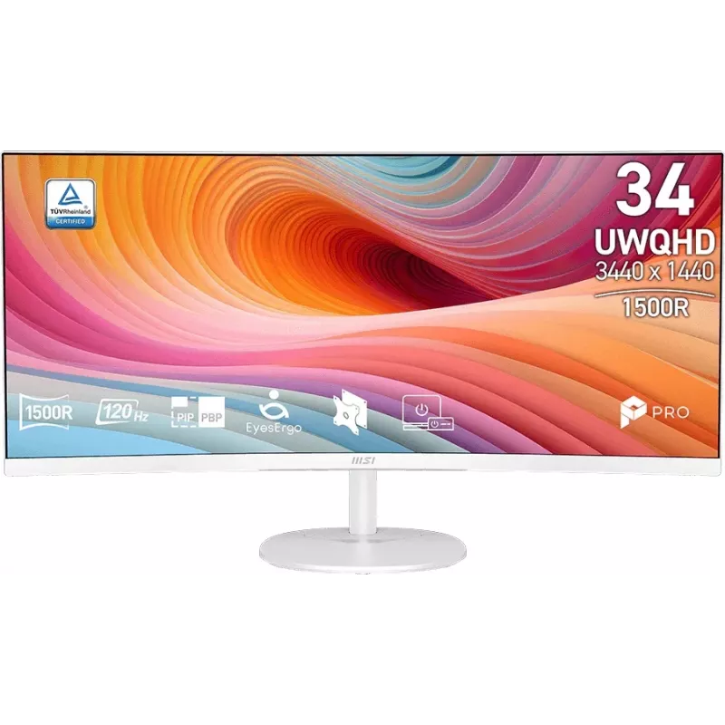 Монитор MSI 34" Pro MP341CQW E12 белый VA LED 21:9 HDMI M/M матовая 300cd 178гр/178гр 3440x1440 120Hz DP 2K 7.1кг
