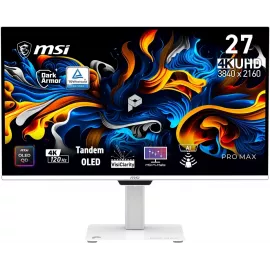 Монитор MSI 26.5" Max 271UPXW12G белый QD OLED LED 16:9 HDMI M/M матовая HAS Piv 250cd 178гр/178гр 3840x2160 120Hz FreeSync Premium Pro DP 4K USB 6.6кг