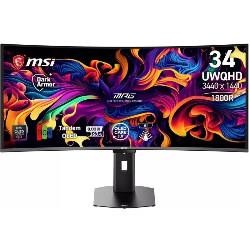 Монитор MSI 34" MPG 341CQR QD-OLED X36 черный QD OLED LED 21:9 HDMI матовая HAS 1500000:1 300cd 178гр/178гр 3440x1440 360Hz G-Sync FreeSync Premium Pro DP UW USB 7.77кг