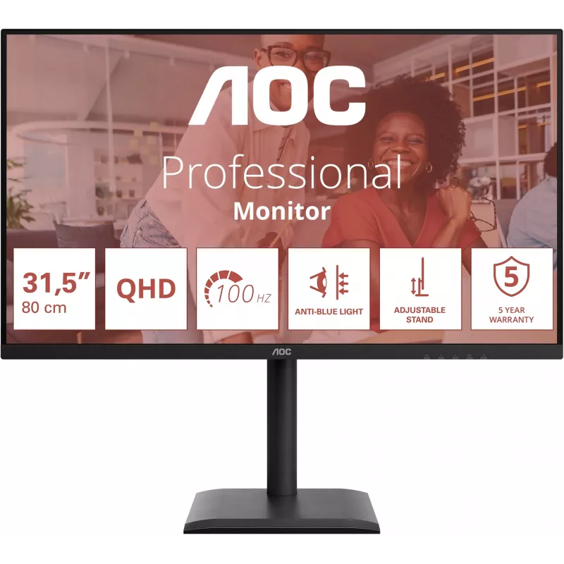 Монитор AOC 31.5" Q32E4U черный IPS LED 4ms 16:9 HDMI M/M матовая HAS Piv 350cd 178гр/178гр 2560x1440 100Hz DP 2K USB 9.01кг