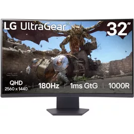 Монитор LG 31.5" UltraGear 32GS60QC-B черный VA LED 16:9 HDMI матовая 3000:1 300cd 178гр/178гр 2560x1440 180Hz FreeSync DP WQ HD 2K (1440p) 7.2кг
