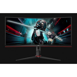 МОНИТОР 34" AOC CU34G2X Black-Red (VA, изогнутый, 3440x1440, 144Hz, 1 ms, 178°/178°, 300 cd/m, 80M:1, +2xHDMI 2.0,2xDP)