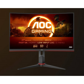 МОНИТОР 27" AOC C27G2Z3 Black-Red (VA, изогнутый, 1920x1080, 280Hz, 0.5 ms, 178°/178°, 300 cd/m, 4000:1, +2xHDMI 2.0,DP)