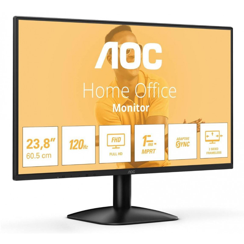 МОНИТОР 23.8" AOC 24B31H Black (IPS, 1920x1080, 120Hz, 1 ms, 178°/178°, 250 cd/m, 1500:1, +HDMI 1.4 (AC ext))