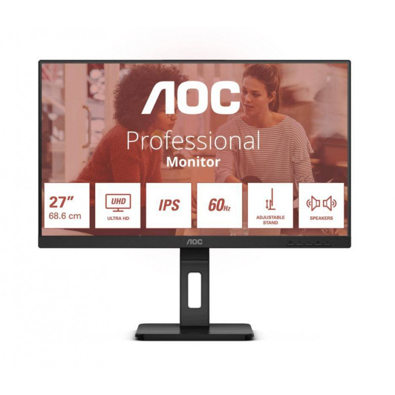 МОНИТОР 27" AOC U27E3UF Black с поворотом экрана (4K, IPS, 3840x2160, 4 ms, 178°/178°, 350 cd/m, 1000:1, +2xHDMI 2.0)