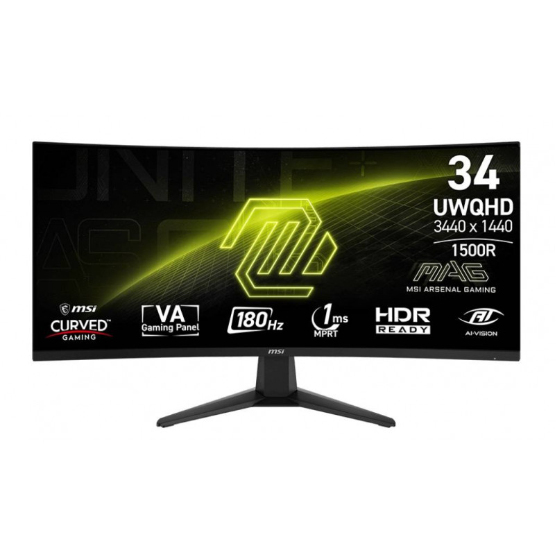 МОНИТОР 34" MSI MAG 346CQ Black  (VA,изогнутый, 3440x1440, 180Hz, 1ms, 178°/178°, 300 cd/m², 4000:1, +2x HDMI 2.0, +DP )