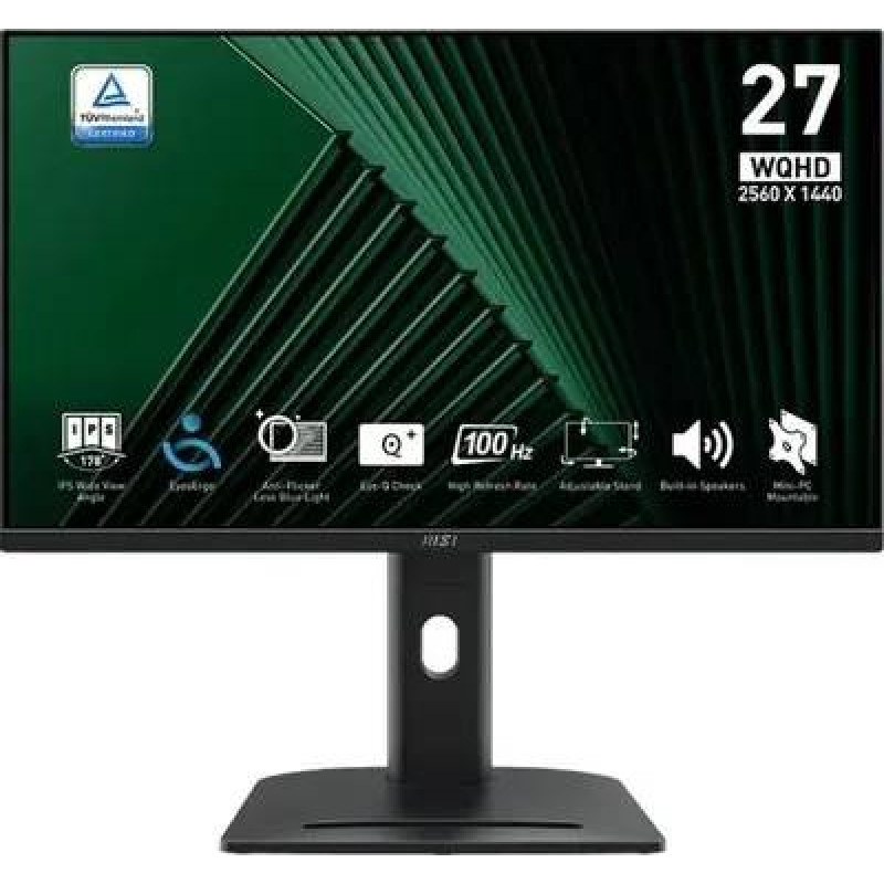 МОНИТОР 27" MSI PRO MP275QPG Black с поворотом экрана (IPS, 2560x1440, 100Hz, 4ms, 178°/178°, 300 cd/m², 1300:1,+2x HDM) МОНИТОР 27" MSI PRO MP275QPG Black с поворотом экрана (IPS, 2560x1440, 100Hz, 4ms, 178°/178°, 300 cd/m², 1300:1,+2x HDM)