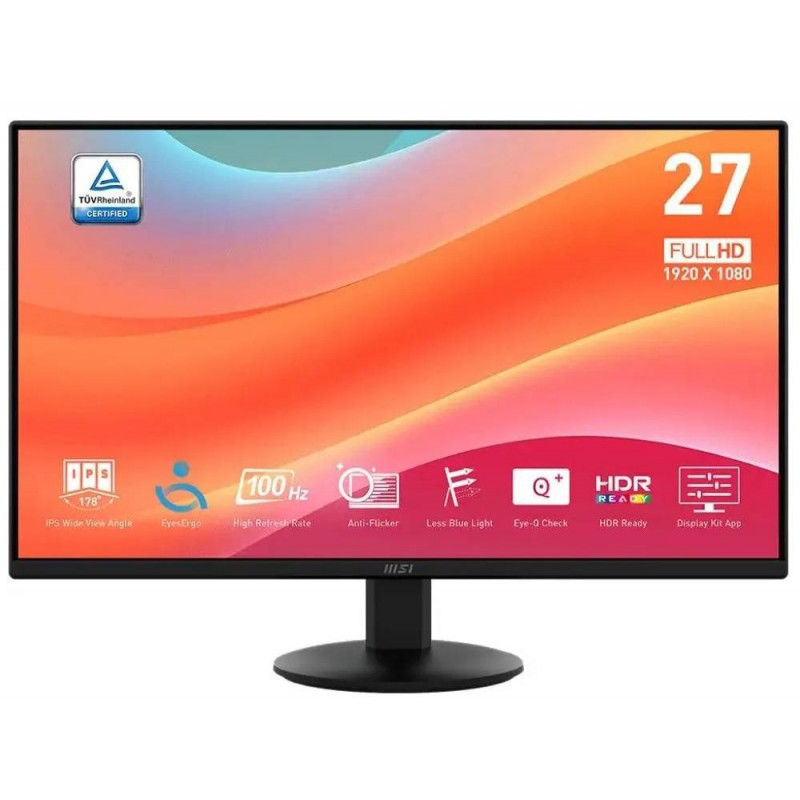 МОНИТОР 27" MSI PRO MP272L Black (IPS, 1920x1080, 100Hz, 4ms, 178°/178°, 250 cd/m², 1300:1, +HDMI, +DP) МОНИТОР 27" MSI PRO MP272L Black (IPS, 1920x1080, 100Hz, 4ms, 178°/178°, 250 cd/m², 1300:1, +HDMI, +DP)
