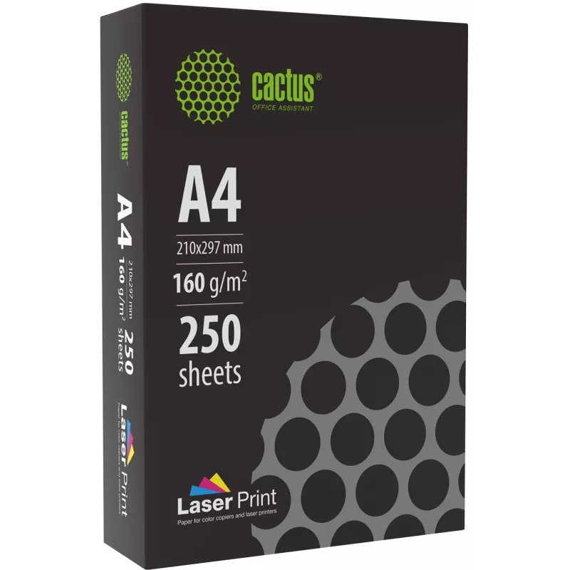 Бумага Cactus CS-LPA4160250 A4 марка A/160г/м2/250л./белый CIE170% для лазерной печати