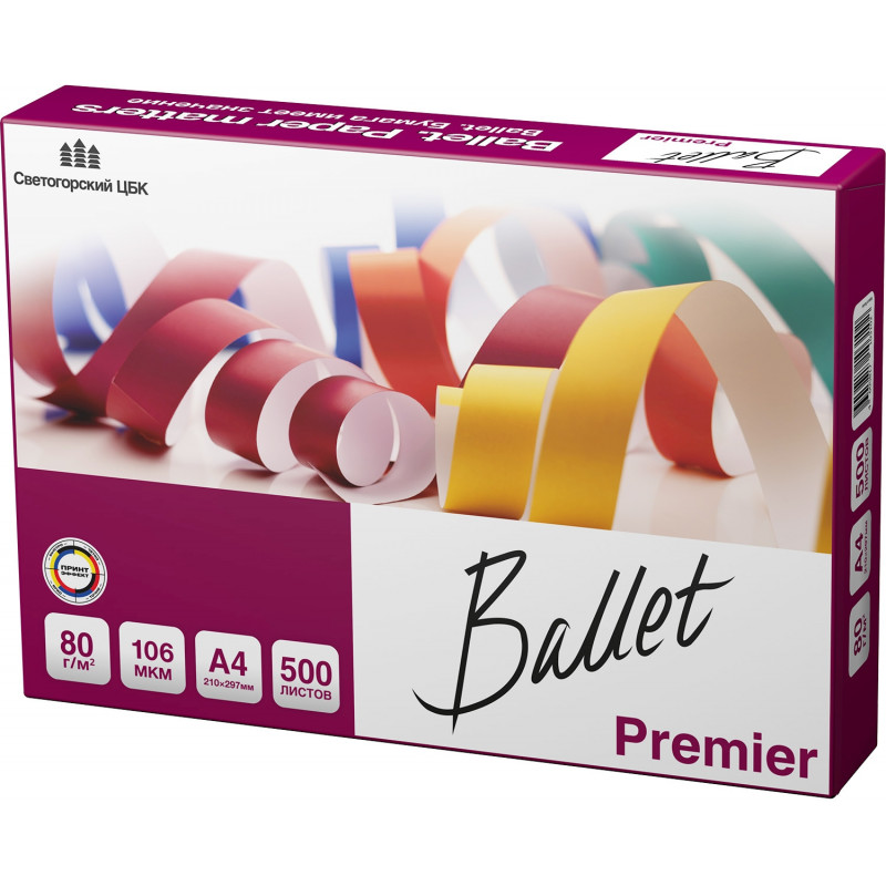 Бумага Sylvamo Ballet Premier A4 марка A/80г/м2/500л./белый CIE162% матовое/матовое для лазерной печати