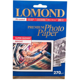 Фотобумага LOMOND Одностороняя Суперглянцевая ярко-белая,  270г/м2, A6 /20л.