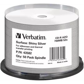 Диск CD-R Verbatim 700Mb 52x Cake Box (50шт) Printable (43582)