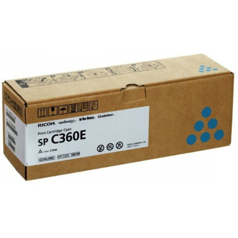 Картридж лазерный Ricoh SP C360E 408189 голубой (1500стр.) для Ricoh SP C360DNw/C360SNw/C360SFNw/C361SFNw