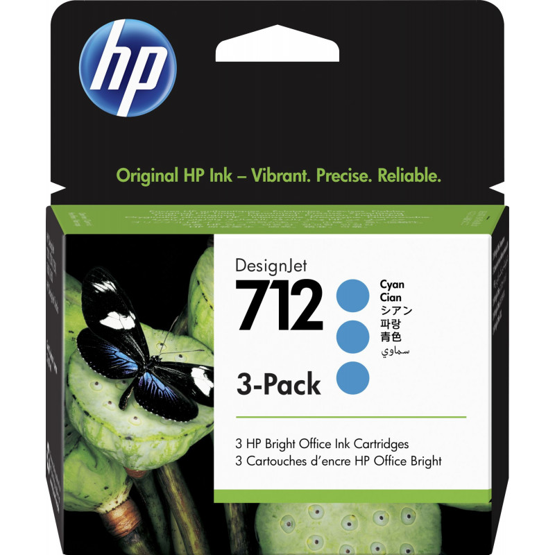 Картридж струйный HP 712 3ED77A голубой тройная упак. (29мл) для HP DJ Т230/630