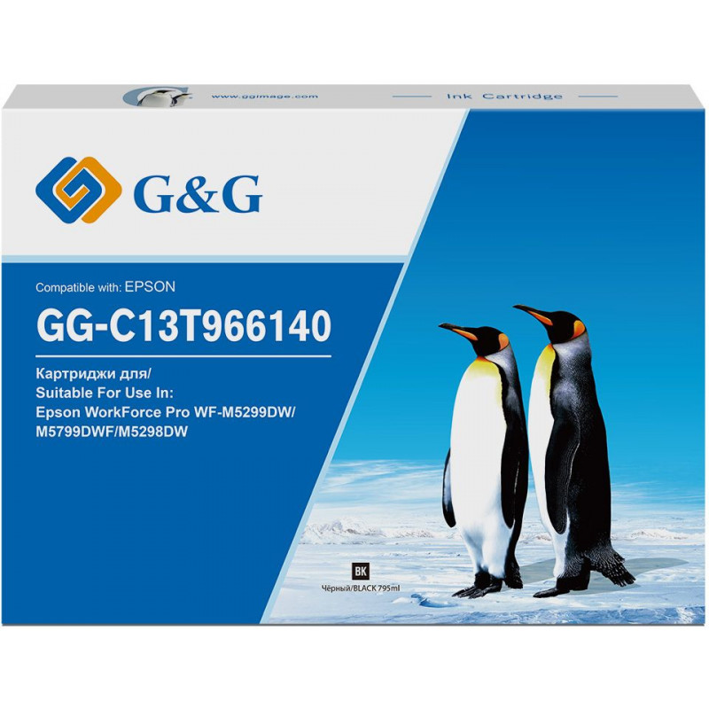 Картридж струйный G&G GG-C13T966140 T9661 черный (40000стр.) (795мл) для Epson WorkForce Pro WF-M5299DW/M5799DWF/M5298DW