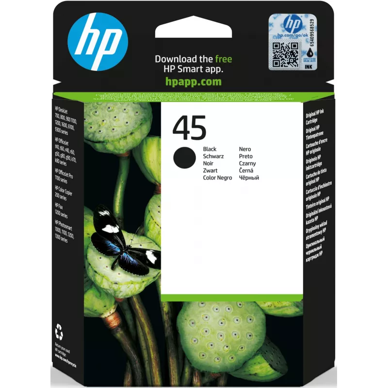 Картридж струйный HP 45 51645AE черный печ.гол.в компл. (930стр.) для HP DJ 7xxC/815C/880C/895C/9xxC/112xC/1220/6122/6127