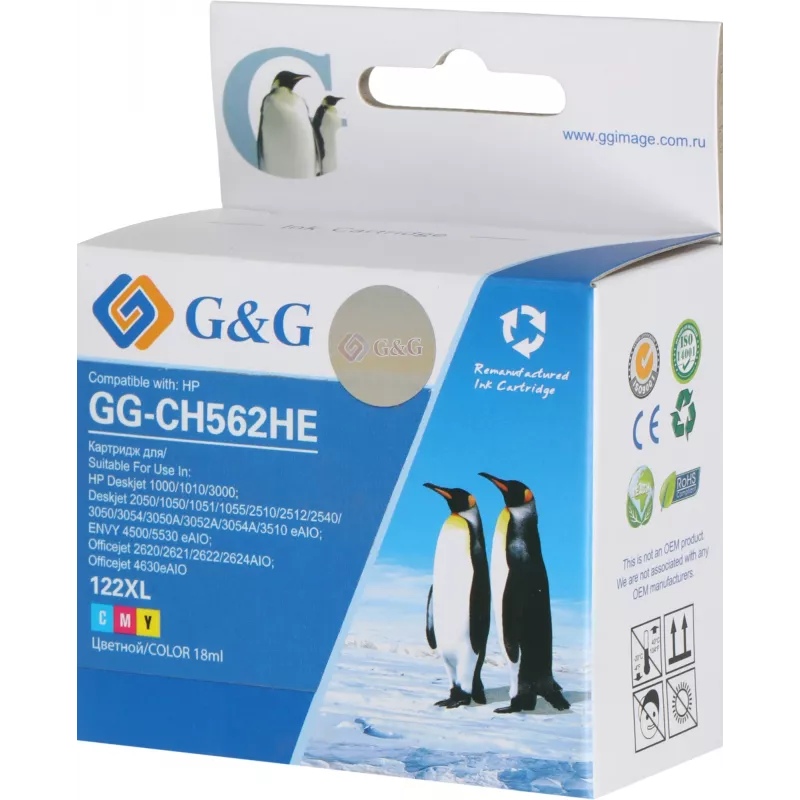 Картридж струйный G&G GG-CH562HE 122 многоцветный (18мл) для HP DJ 1050A/2050A/3000
