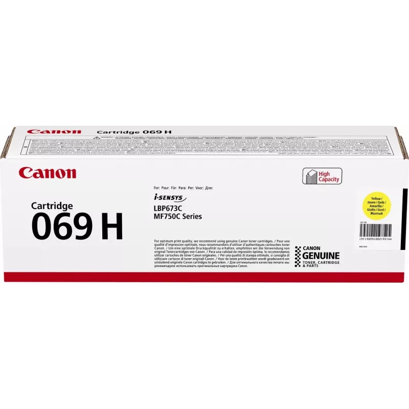 Картридж лазерный Canon 069HY 5095C002/004 желтый бар.в компл. (5500стр.) для Canon MF752Cdw/754Cdw, LBP673Cdw