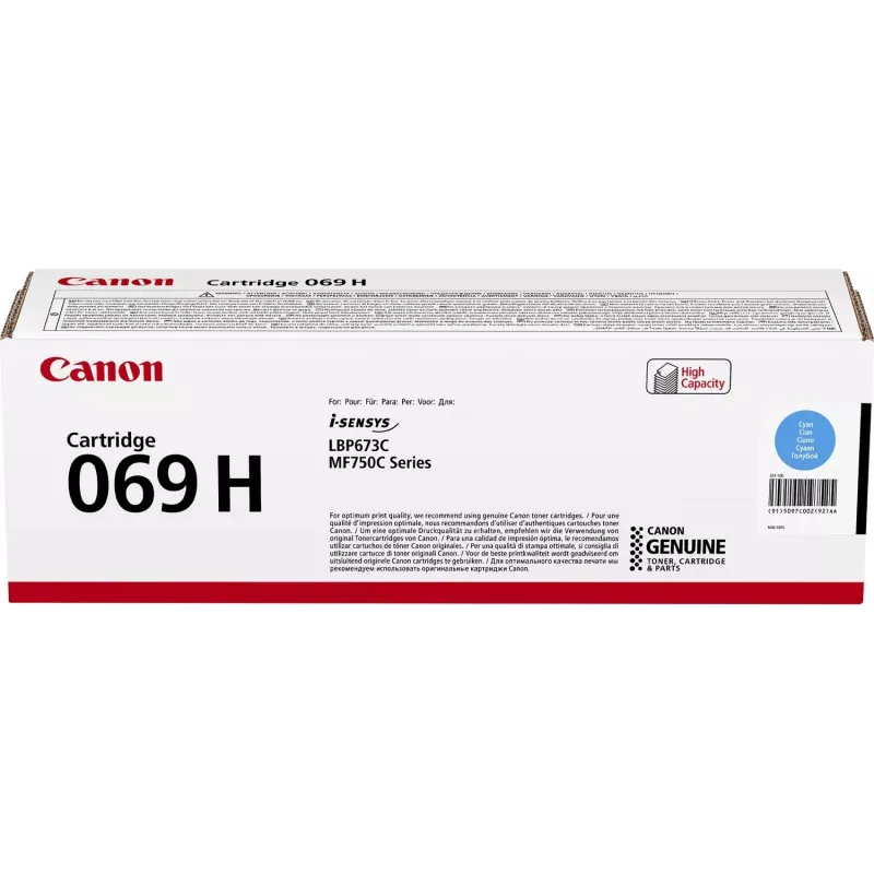 Картридж лазерный Canon 069HC 5097C002/004 голубой бар.в компл. (5500стр.) для Canon MF752Cdw/754Cdw, LBP673Cdw