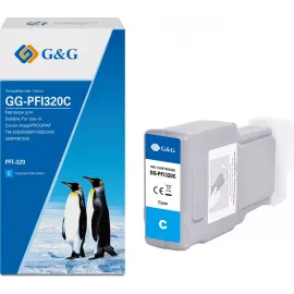 Картридж струйный G&G GG-PFI320C PFI-320C голубой (300мл) для Canon imagePROGRAF TM-200/200MFP/205/300/300MFP/305