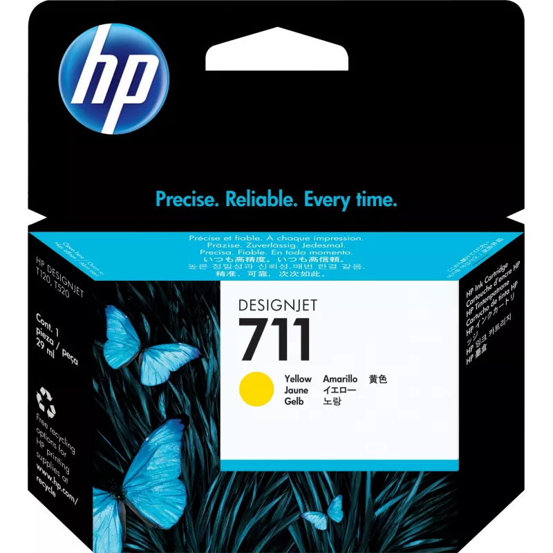 Картридж струйный HP 711 CZ132A желтый (29мл) для HP DJ T120/T520