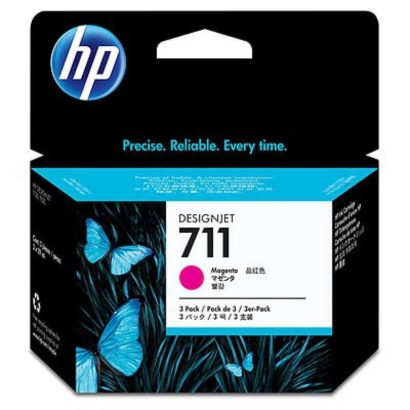 Картридж струйный HP 711 CZ135A пурпурный x3упак. для HP DJ T120/T520