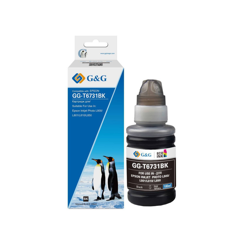 Чернила G&G, аналог Epson C13T67314A (T6731BK) черные 100 ml