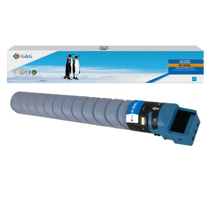Картридж G&G, аналог Konica Minolta TN328C голубой 28k с чипом
