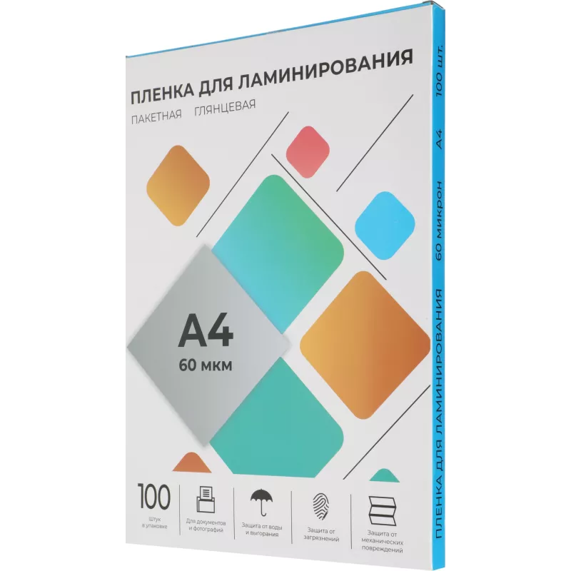 Пленка для ламинирования Heleos 60мкм A4 (100шт) глянцевая 216x303мм LPA4-60