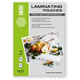 Пленка для ламинирования Cactus 80мкм A3 (25шт) глянцевая 303x426мм CS-LPGА38025