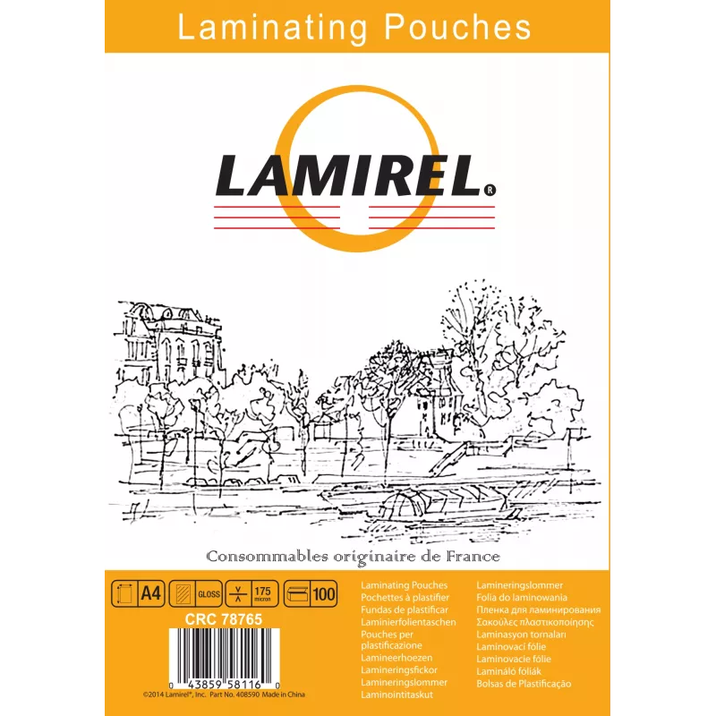 Пленка для ламинирования Fellowes 175мкм A4 (100шт) глянцевая Lamirel LA-7876501 (LA-78765)