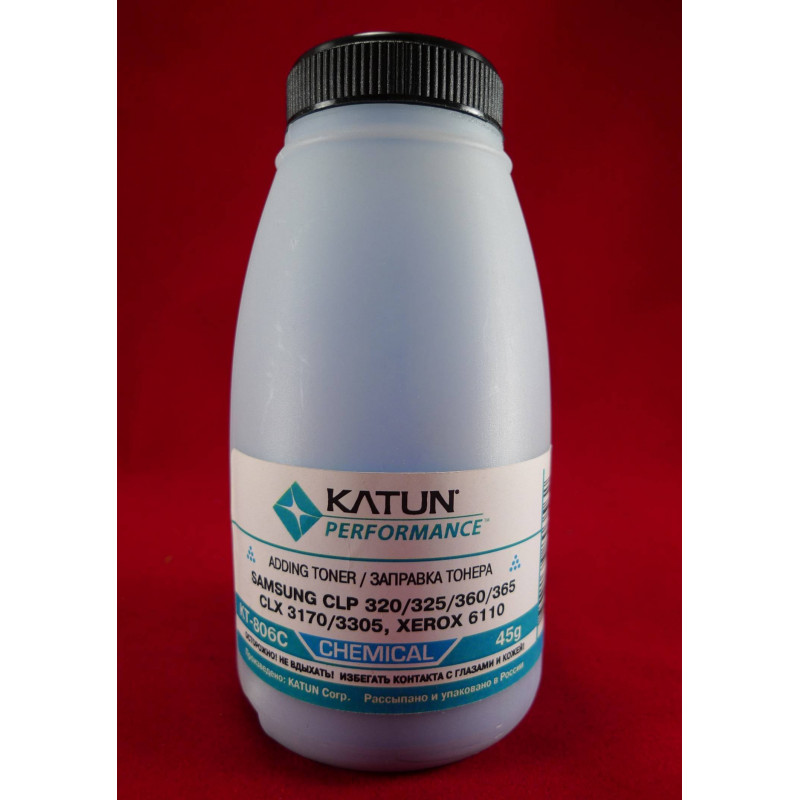 Тонер SAMSUNG CLP 320/325/360/365, CLX 3170/3305, Xerox 6110 Cyan, химический (фл. 45г) Katun фас.Россия