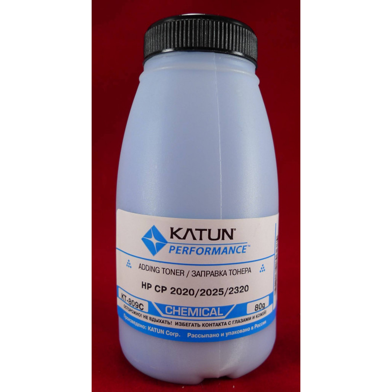 Тонер для картриджей CC531A/CE411A Cyan, химический (фл. 80г) Katun фас.Россия