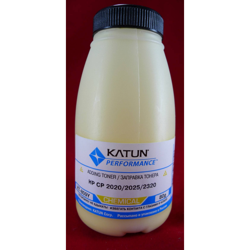 Тонер для картриджей CC532A/CE412A Yellow, химический (фл. 80г) Katun фас.Россия