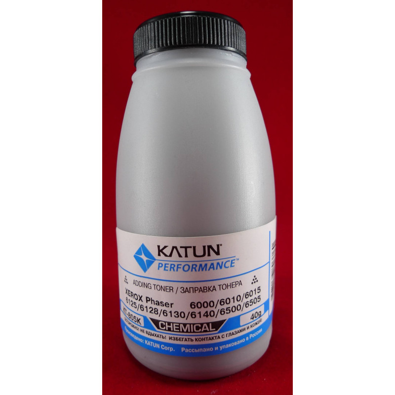 Тонер XEROX Phaser 6000/6010/6015/6125/6128/6130/6140/6500/6505 Black, химический (фл. 40г) Katun фас.Россия