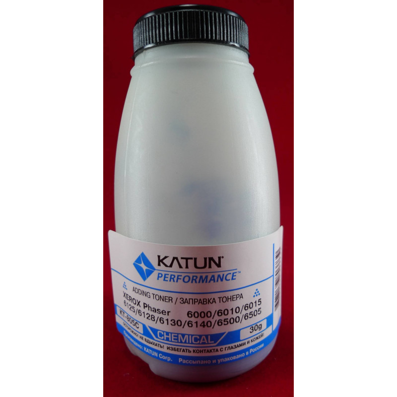 Тонер XEROX Phaser 6000/6010/6015/6125/6128/6130/6140/6500/6505 Cyan, химический (фл. 30г) Katun фас.Россия