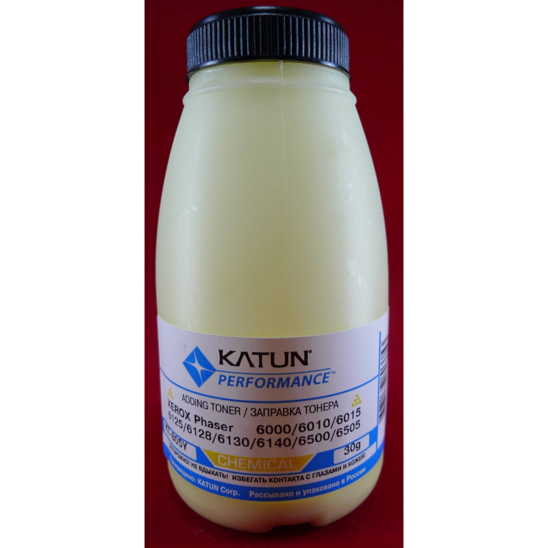 Тонер XEROX Phaser 6000/6010/6015/6125/6128/6130/6140/6500/6505 Yellow, химический (фл. 30г) Katun фас.Россия
