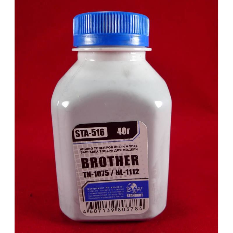Тонер Brother TN 1075/1070/1060/1050/1040/1030/1020/1010/1000 HL-1112/1110/1111/1118 (фл. 40г) B&W Standart фас.Россия