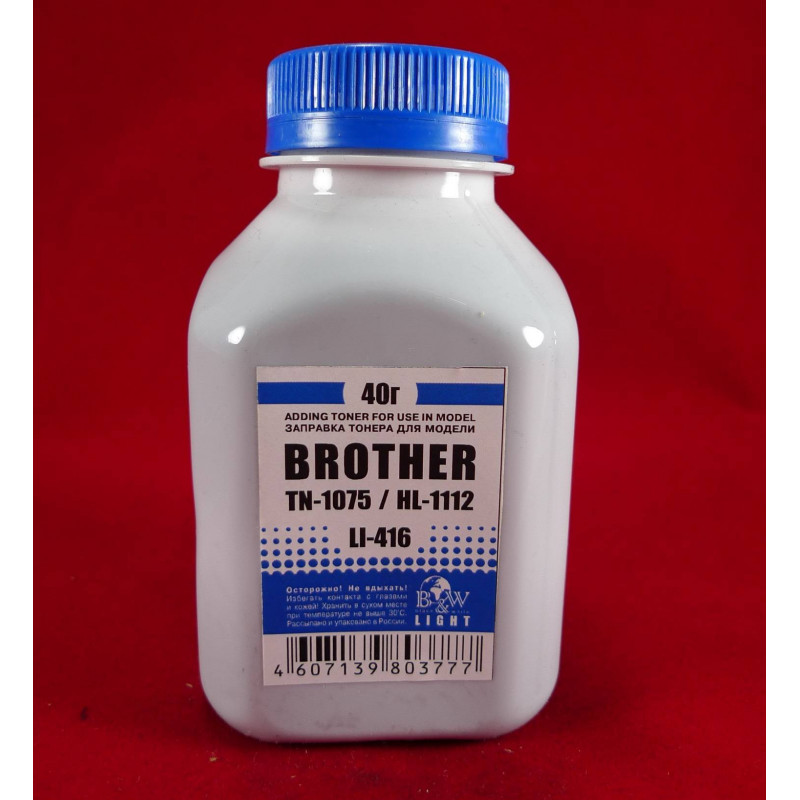 Тонер Brother TN 1075/1070/1060/1050/1040/1030/1020/1010/1000 HL-1112/1110/1111/1118 (фл. 40г) B&W Light фас.Россия